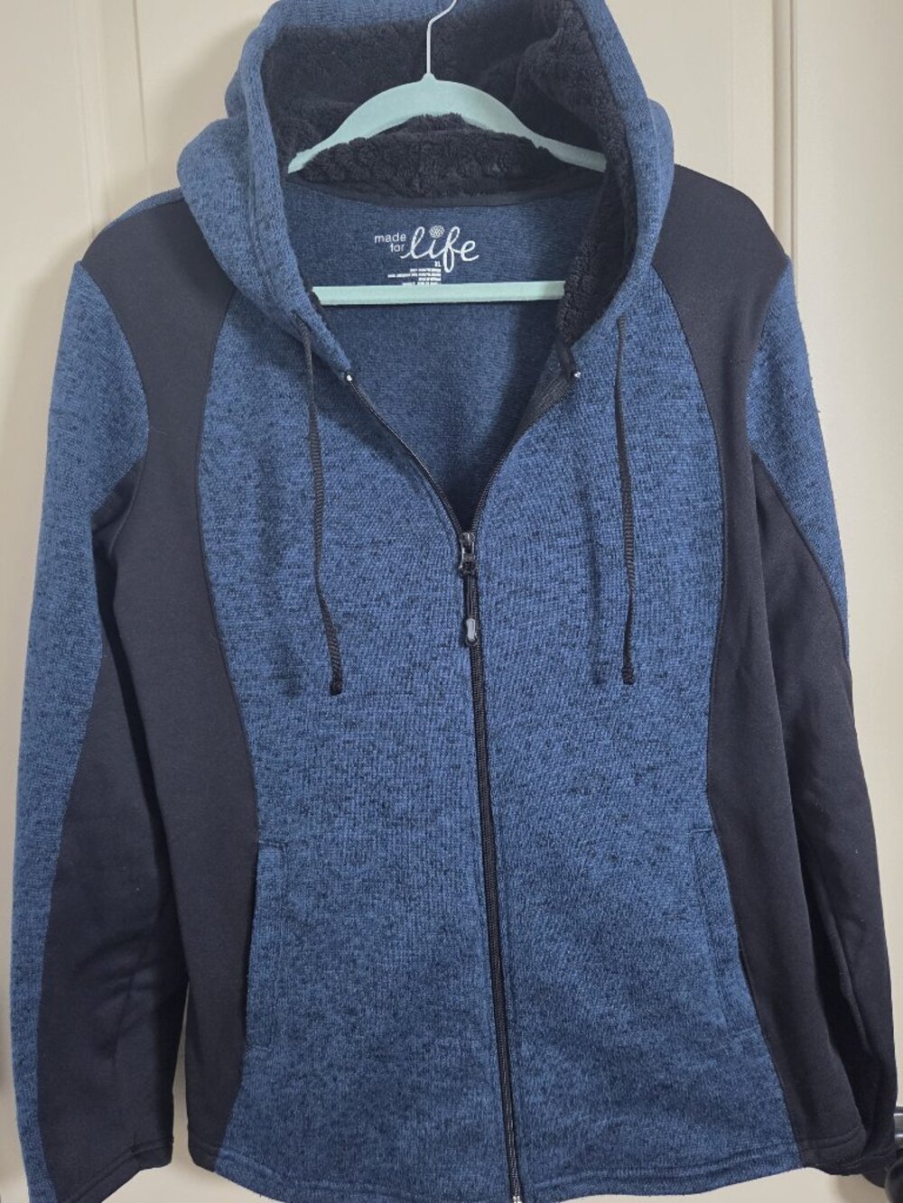 Made For Life Athletic Hoodie Jacket - Blue & Black - Womens Size XLG